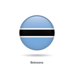 Botswana  flag - round glossy button. Vector Illustration.