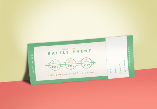 Raffle Ticket Layout with Green Accents