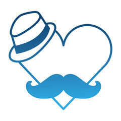 heart with hat and mustache vector illustration design