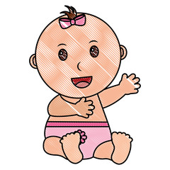baby girl with diaper isolated icon vector illustration design