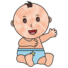 baby boy with diaper isolated icon vector illustration design