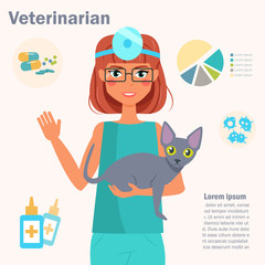 Veterinarian with cat Vector.