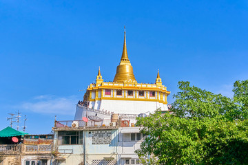 Wat Saket temple also known as Golden Mount view in Bangkok, Thailand