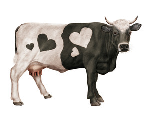 Vache -coeur- tache noir et blanc- sympathique
