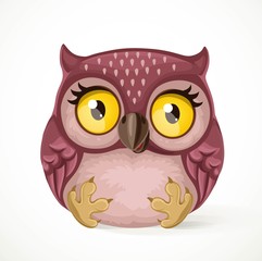 Cute toy owl sitting on a white background