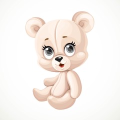 Cute toy teddy bear sit on white background