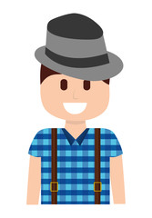 man with hat hipster style vector illustration design