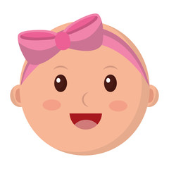 head baby girl happy with bow vector illustration design