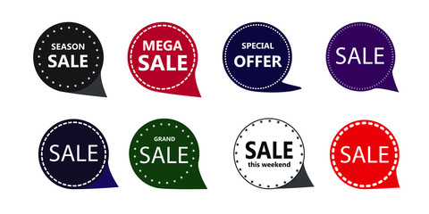 Fototapeta na wymiar Special offer sale tag, discount offer price label, symbol for advertising campaign in retail, sale promo marketing, discount sticker, ads offer on shopping day isolated vector illustration.