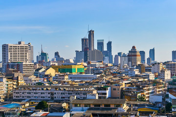 Fototapeta premium Aerial view of Bangkok city skyline, Thailand