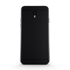3D rendering black matt smart phone with black screen