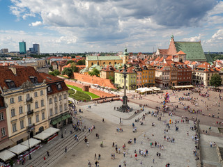 Naklejka na ściany i meble Aerial view of the old city in Warsaw