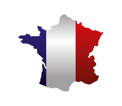 french flag national in map symbol vector illustration
