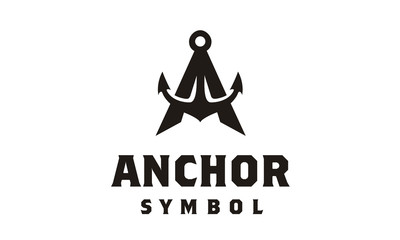 Anchor initial Letter A nautical ship marine boat black vintage retro logo design