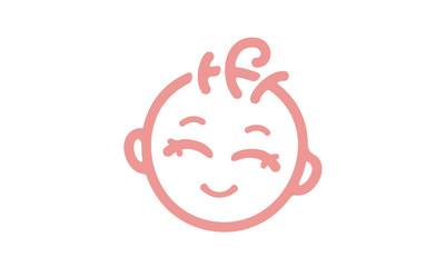 Cute Baby Face with curly hair logo design inspiration