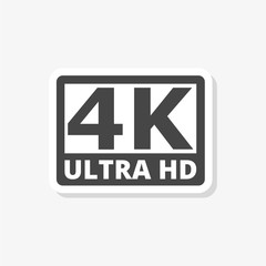 Ultra HD 4K sticker, simple vector icon