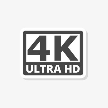 Ultra HD 4K sticker, simple vector icon