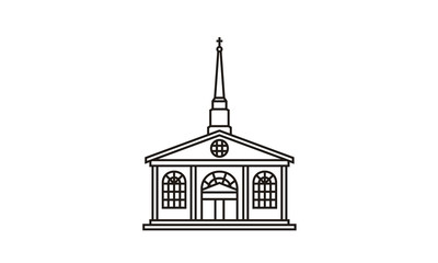 Christian Church Building with  line art style logo design inspiration