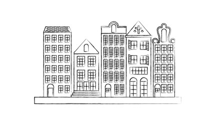 retro cityscape buildings scene vector illustration design