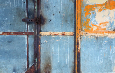 old painted metal door