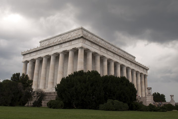 Fototapeta na wymiar Lincoln Memorial in stormy weather, Washington DC.