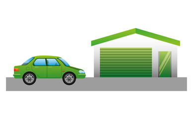 garage building facade with car vector illustration design