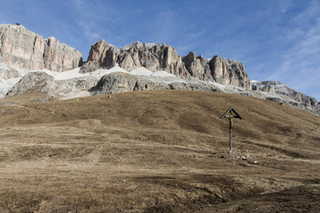 Enchanting Landscape Of The Pordoi Pass, Trentino Dolomites Alto Adige, Passo Pordoi