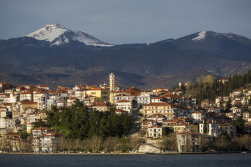Fototapeta premium View of Kastoria city and Orestiada lake