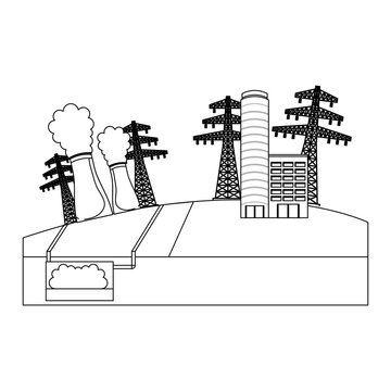 nuclear energy chimney icon vector illustration design