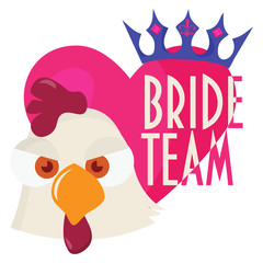 Bride Team trendy vecor illustration. Great for bridesmaids team, wedding, bachelorette or hen party, bride shower. Hen or bachelorette party funny sign.