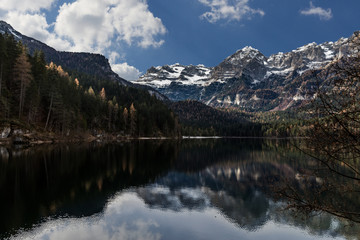 Fototapeta na wymiar The Incredible Lake Of Tovel In Trentino Alto Adige In The Dolomites
