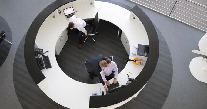 Overhead shot of people working in an office