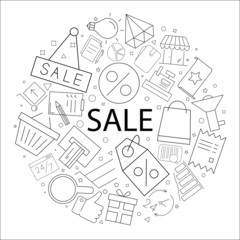 Vector sale pattern with word. Sale background