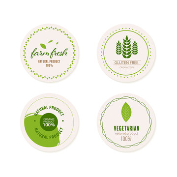Natural and organic element logo green color. vintage label and badge design.