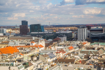 Obraz premium Panorama, Altstadt und Sehenswürdigkeiten von Wien, Österreich
