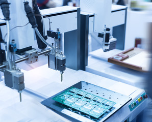 soldering iron tips of automated manufacturing soldering and assembly pcb board