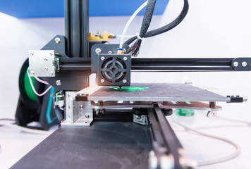 3D printer printing figure close-up macro