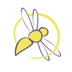 Simple vector sign or logo with yellow bee in circle.