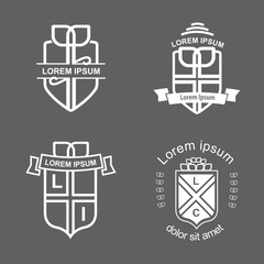 Simple flat crest logotype. Heraldic modern set of logos. Logo design elements.