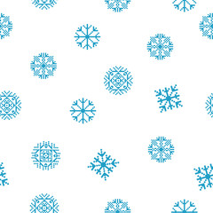 Blue snowflakes pattern. Pixel art. Merry Christmas background. New Year theme.