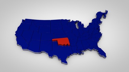 usa map with oklahoma map highlited 3d render