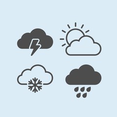 Weather icons set. Rain, sun, snow, storm flat vector icons