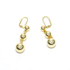 Gold Three Ball Drop Earrings