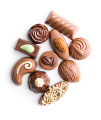 Mixed belgian pralines. Chocolate truffles.