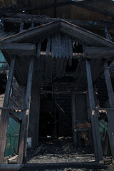 Fototapeta na wymiar old abandoned house after a fire