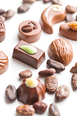 Mixed belgian pralines. Chocolate truffles.