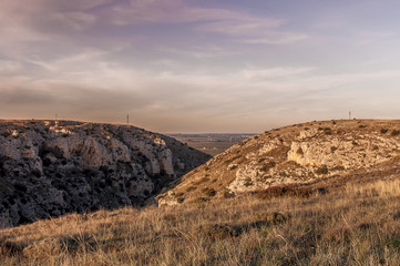 beautiful panorama of the hills of Matera. Italy