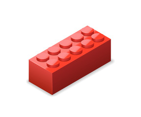 Bright colorful redbrick in isometric view on white