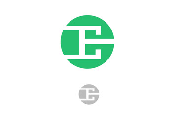 E letter on circle isolated on white background.