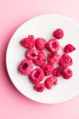 Freeze dried raspberries.